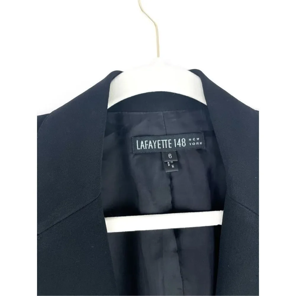 Lafayette 148 NY Single Button‎ Cropped Black Blazer Size 6